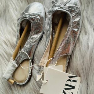 Metallic satin sling back